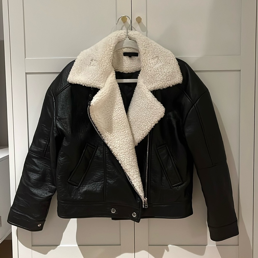 Faux leather and Sherpa jacket